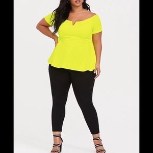 Neon yellow off shoulder top